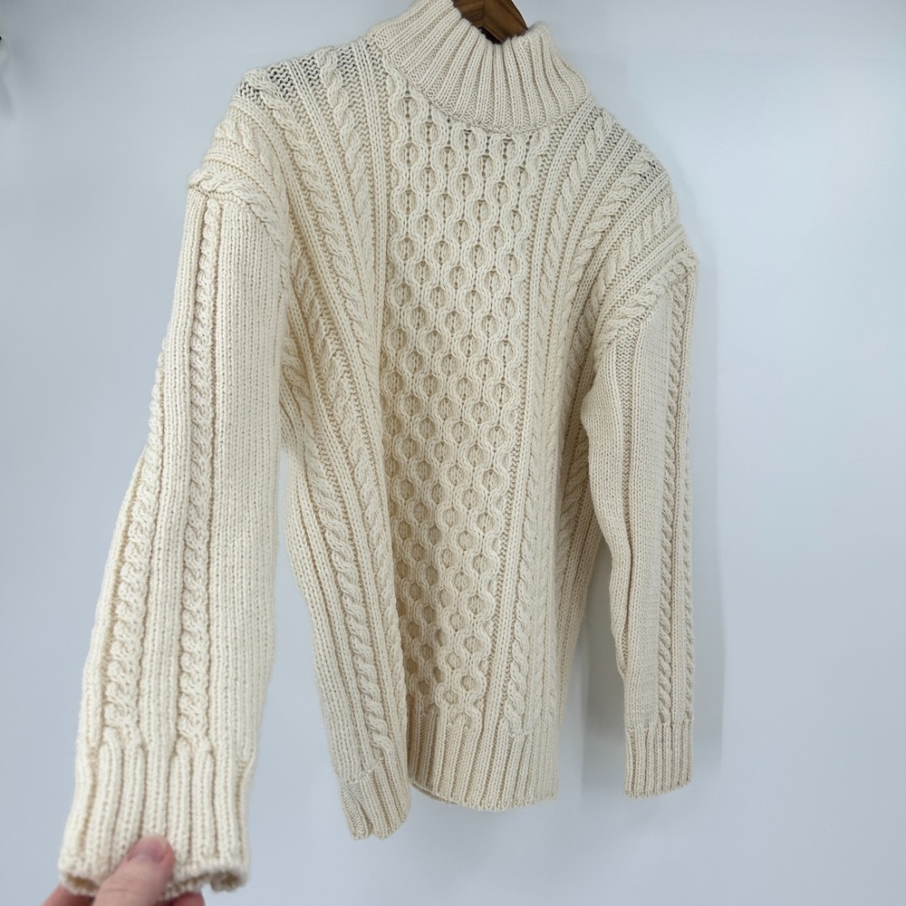 Vintage Peregrine Cream Cable Knit Fisherman Sweater Mens XL 90s Preppy England